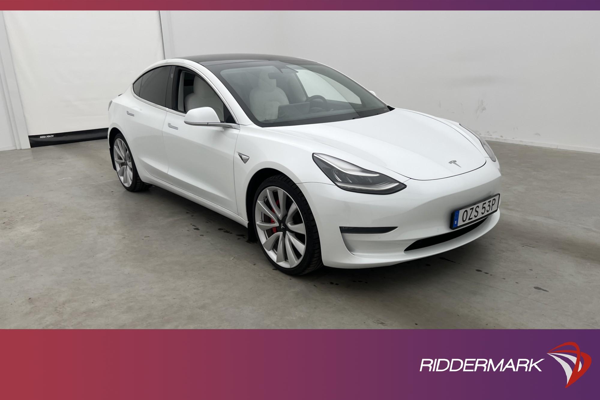 Tesla Model 3 Performance AWD Svensksåld Ljus interiör